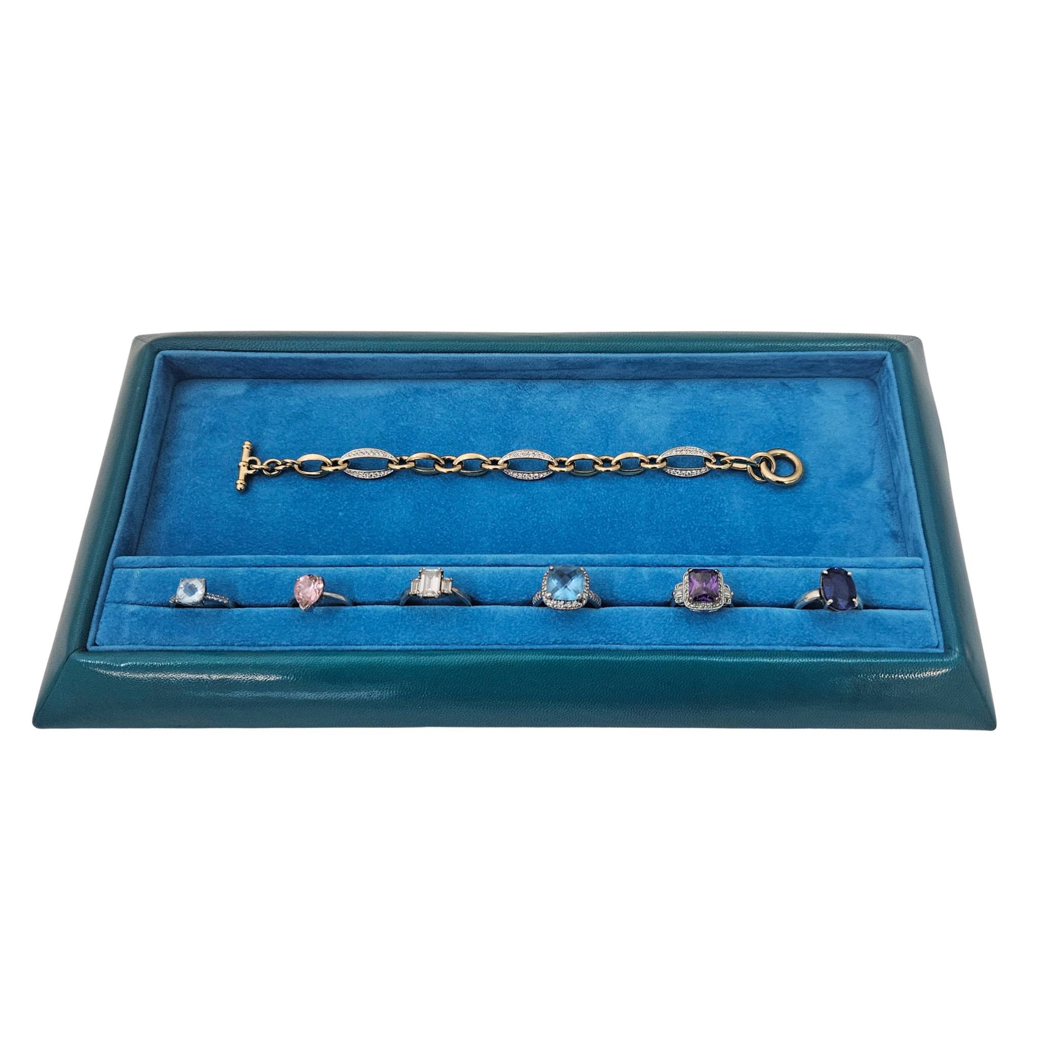 Aqua Rectangular Anglo Style Display Tray