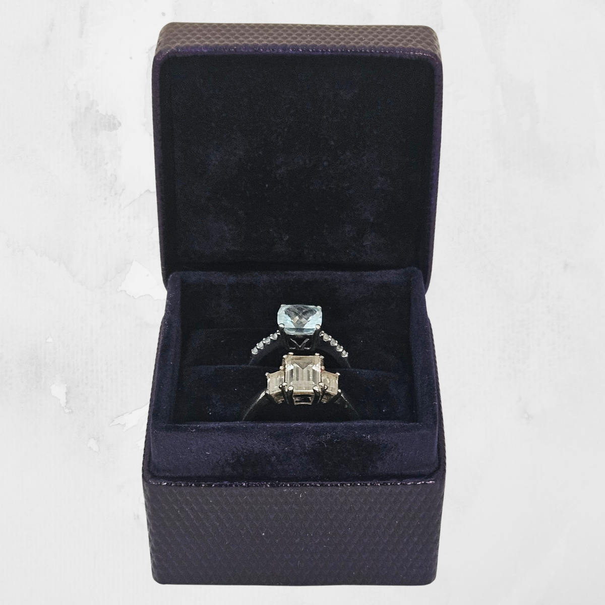 Dark Purple Ring Boxes (5x5x4 cm) - Diamond Design