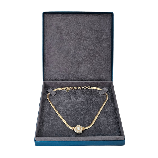 Aqua Necklace Box lined Elephant Grey– Fixed 2 stud strap pad - Limited Edition