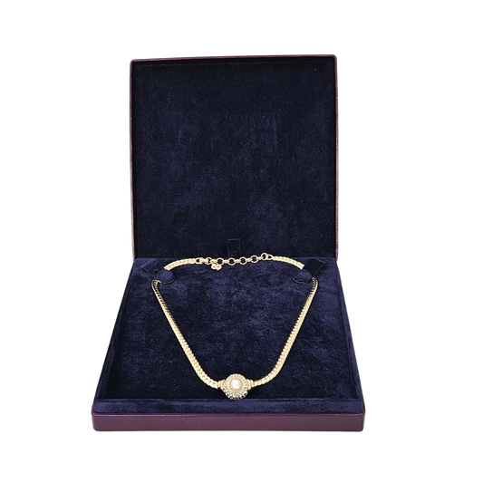 Aubergine Necklace Box lined Blueberry – Fixed 2 stud strap pad - Limited Edition