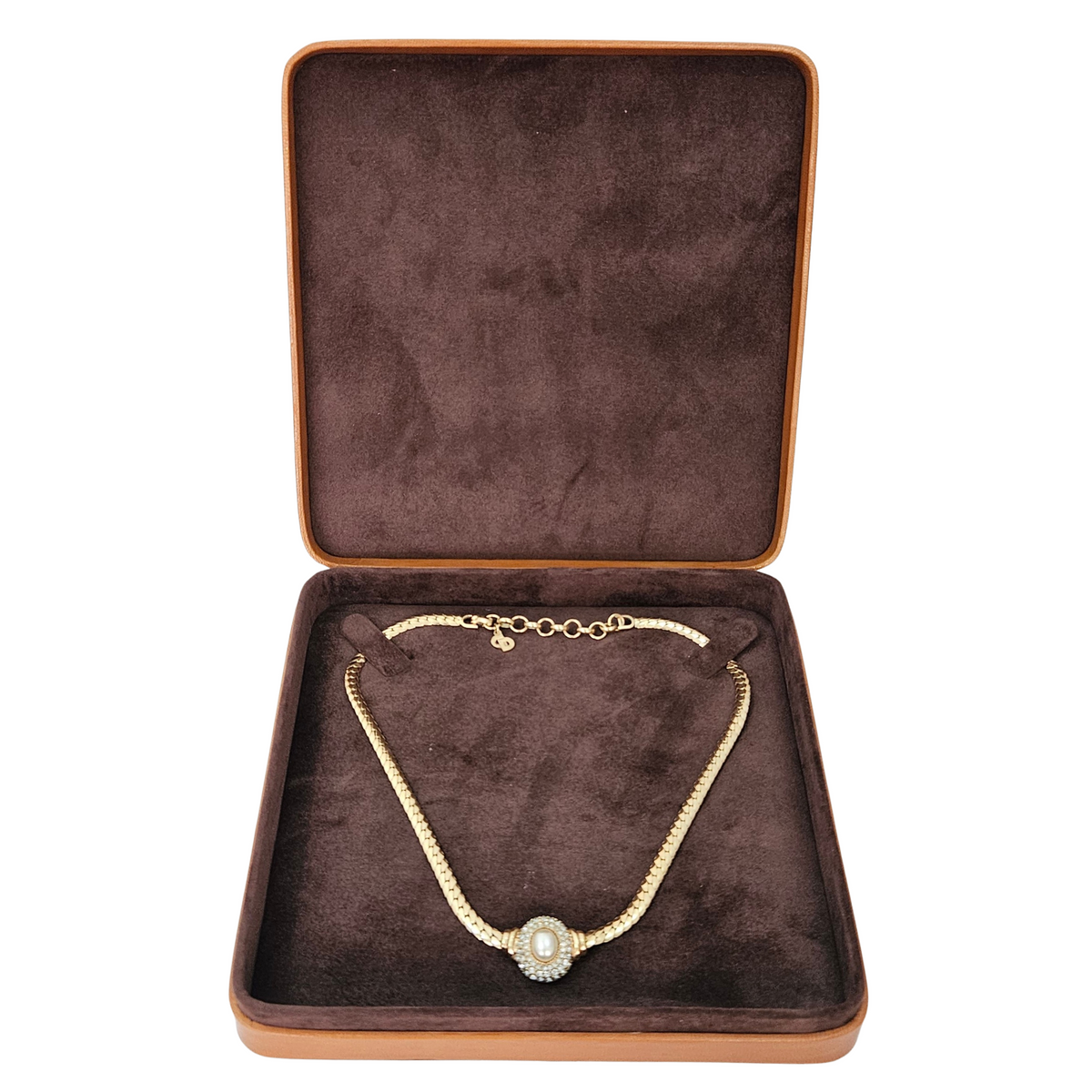 Tan Necklace Box lined Brown – Fixed 2 stud strap pad - Limited Edition
