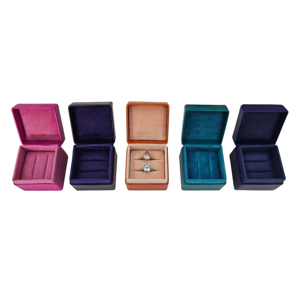 Mixed Bright Colours Ring Box Pack (5x5x4 cm) - PACK OF 5