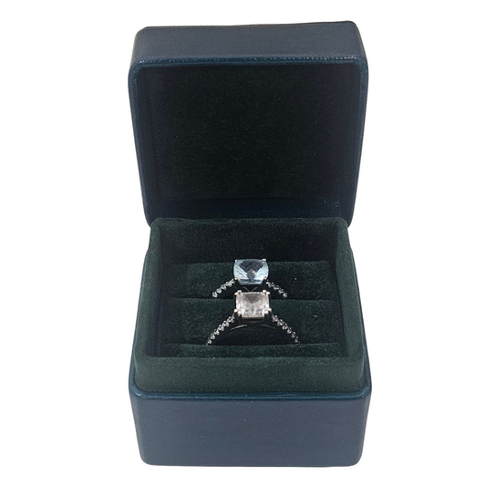 Leather Ring Boxes (5x5x4 cm) - Dark Green - Single box OR Pack of 5 (wholesale)