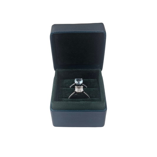 Leather Ring Boxes (5x5x4 cm) - Dark Green - Pack of 5