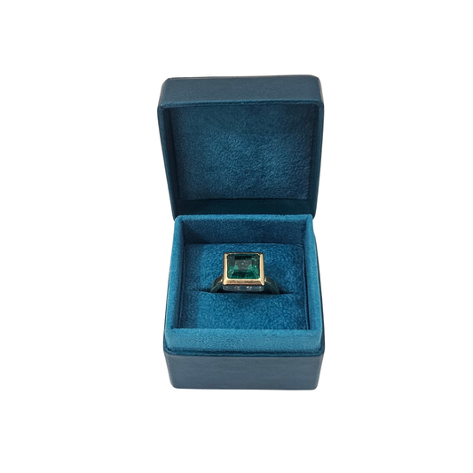 Leather Ring Boxes (5x5x4 cm) - Aqua - Pack of 5