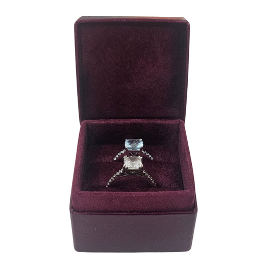 Leather Ring Boxes (5x5x4 cm) - Burgundy - Pack of 5