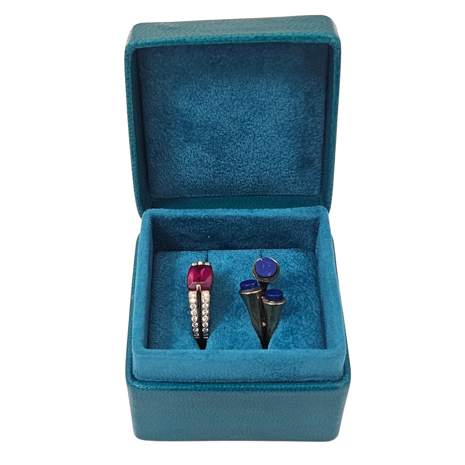 Leather Ring Boxes (5x5x4 cm) - Aqua
