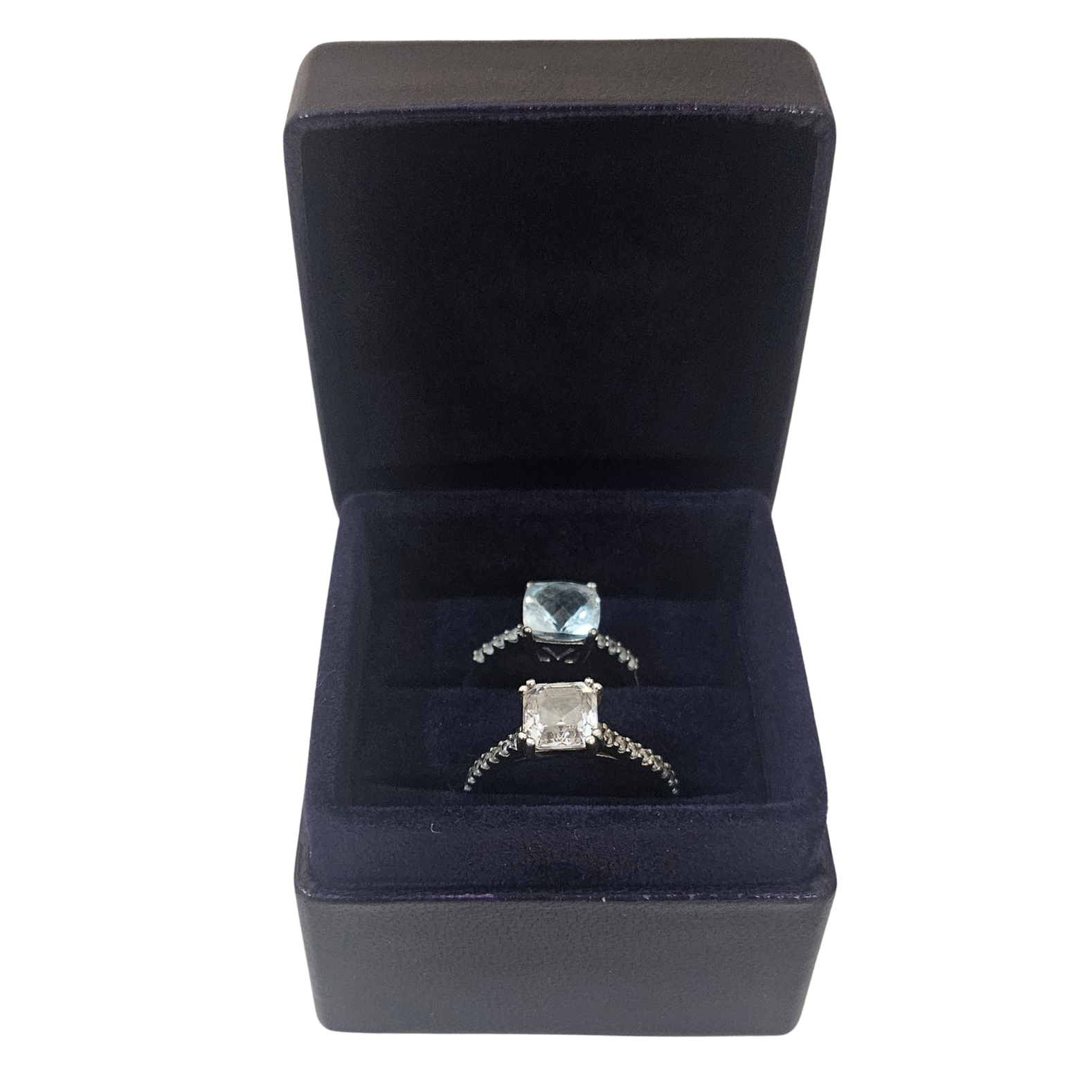 Leather Ring Boxes (5x5x4 cm) - Navy Blue