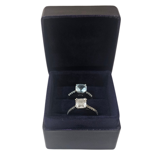 Leather Ring Boxes (5x5x4 cm) - Navy Blue - Single box OR Pack of 5 (wholesale)