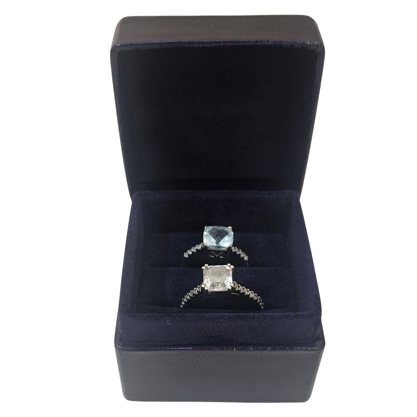 Leather Ring Boxes (5x5x4 cm) - Navy Blue - Single box OR Pack of 5 (wholesale)