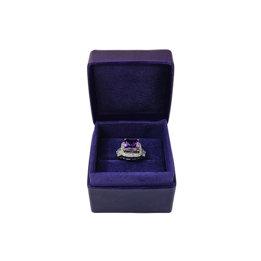 Leather Ring Box (5x5x4 cm) - Purple - Pack of 5