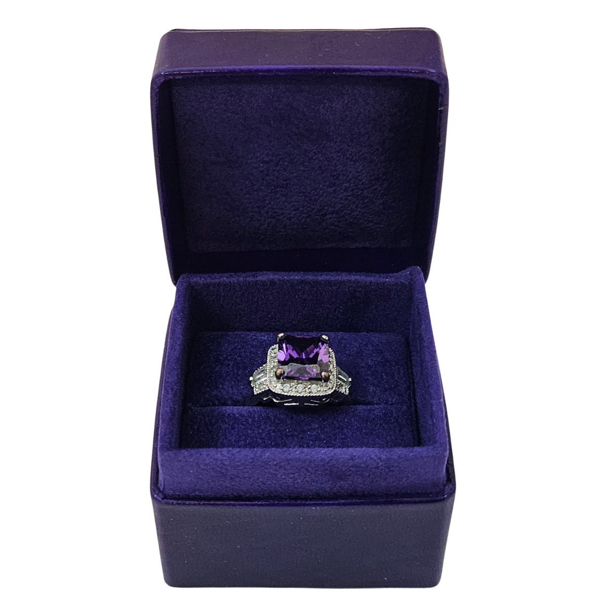 Leather Ring Box (5x5x4 cm) - Purple