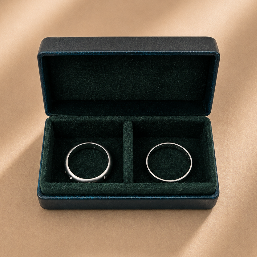 Wedding Ring Box with Partition (7x3.5x2 cm) - Dark Green