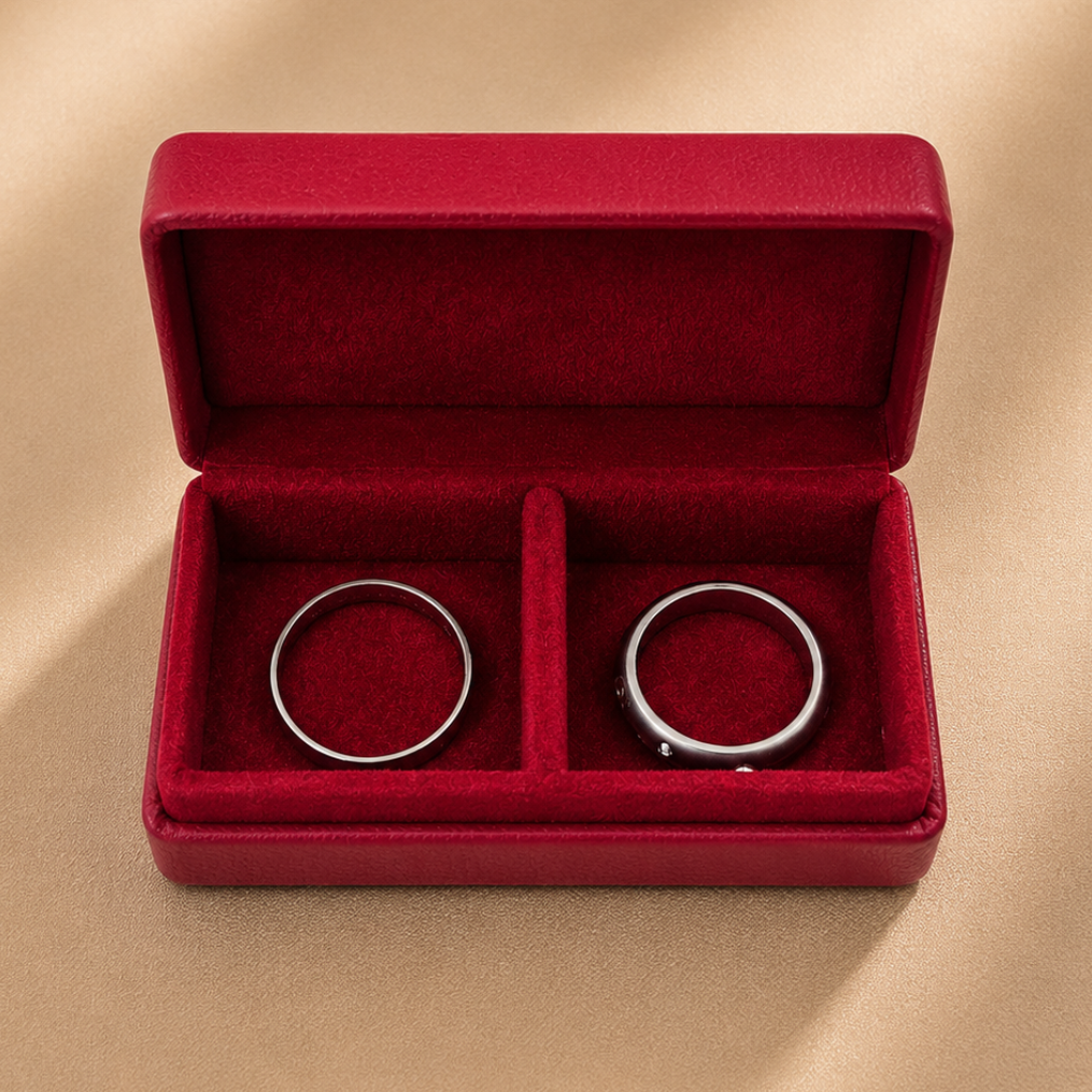 Wedding Ring Box with Partition (7x3.5x2 cm) - Red - PACK OF 5
