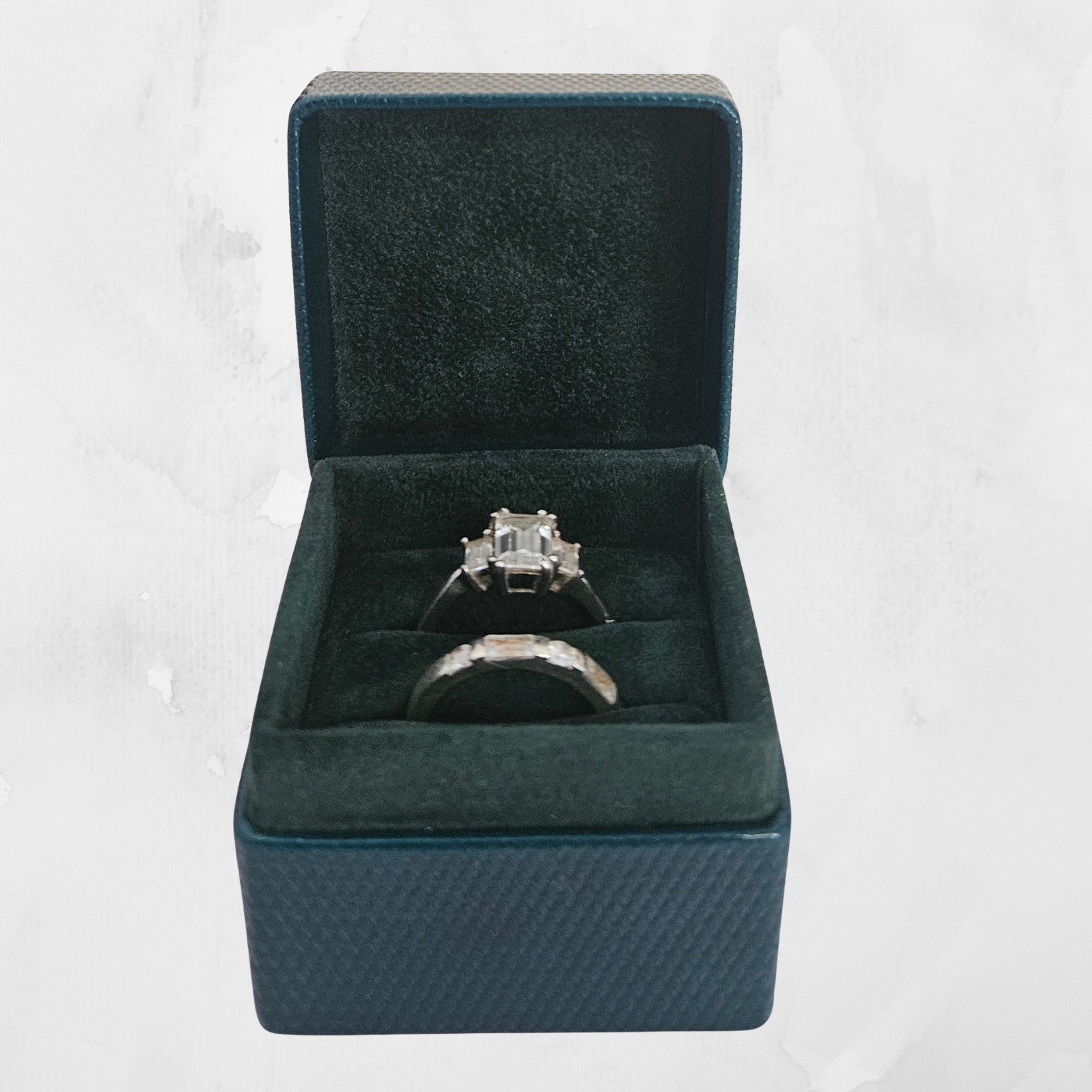 Dark Green Ring Boxes (5x5x4 cm) - Diamond Design