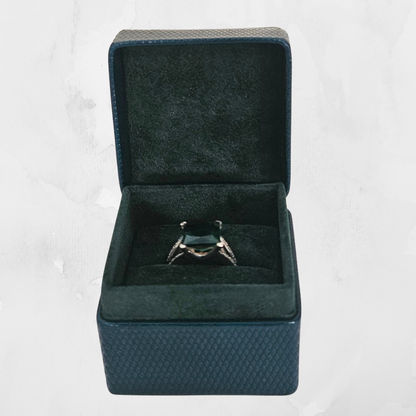 Dark Green Ring Boxes (5x5x4 cm) - Diamond Design
