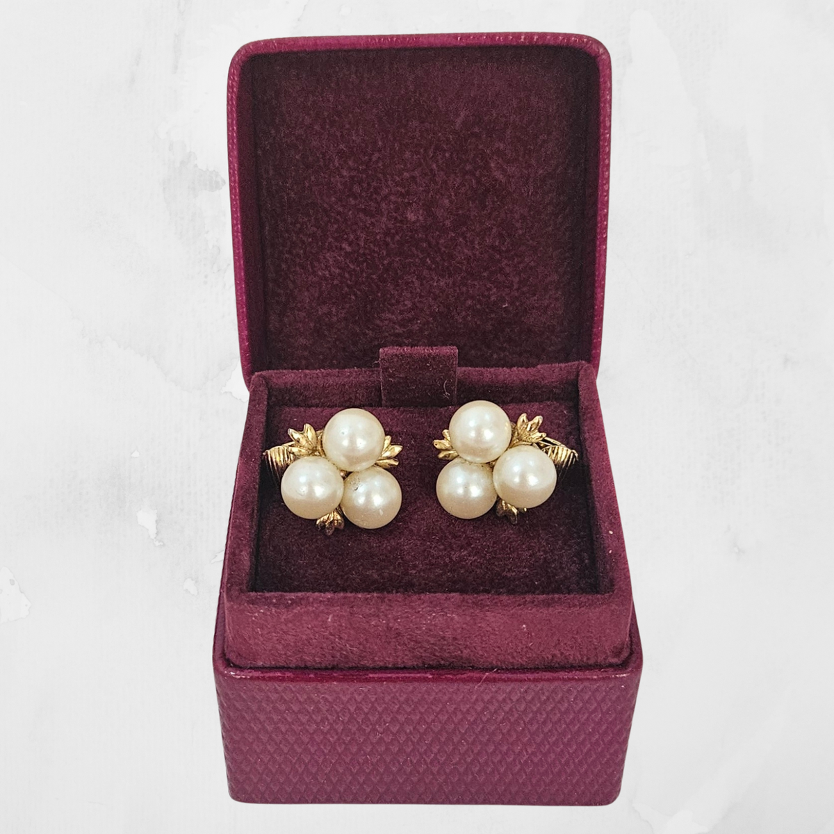 Burgundy Ring Boxes (5x5x4 cm) - Diamond Design