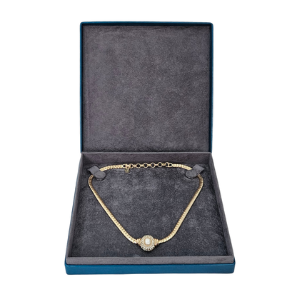 Aqua Necklace Box lined Elephant Grey– Fixed 2 stud strap pad - Limited Edition