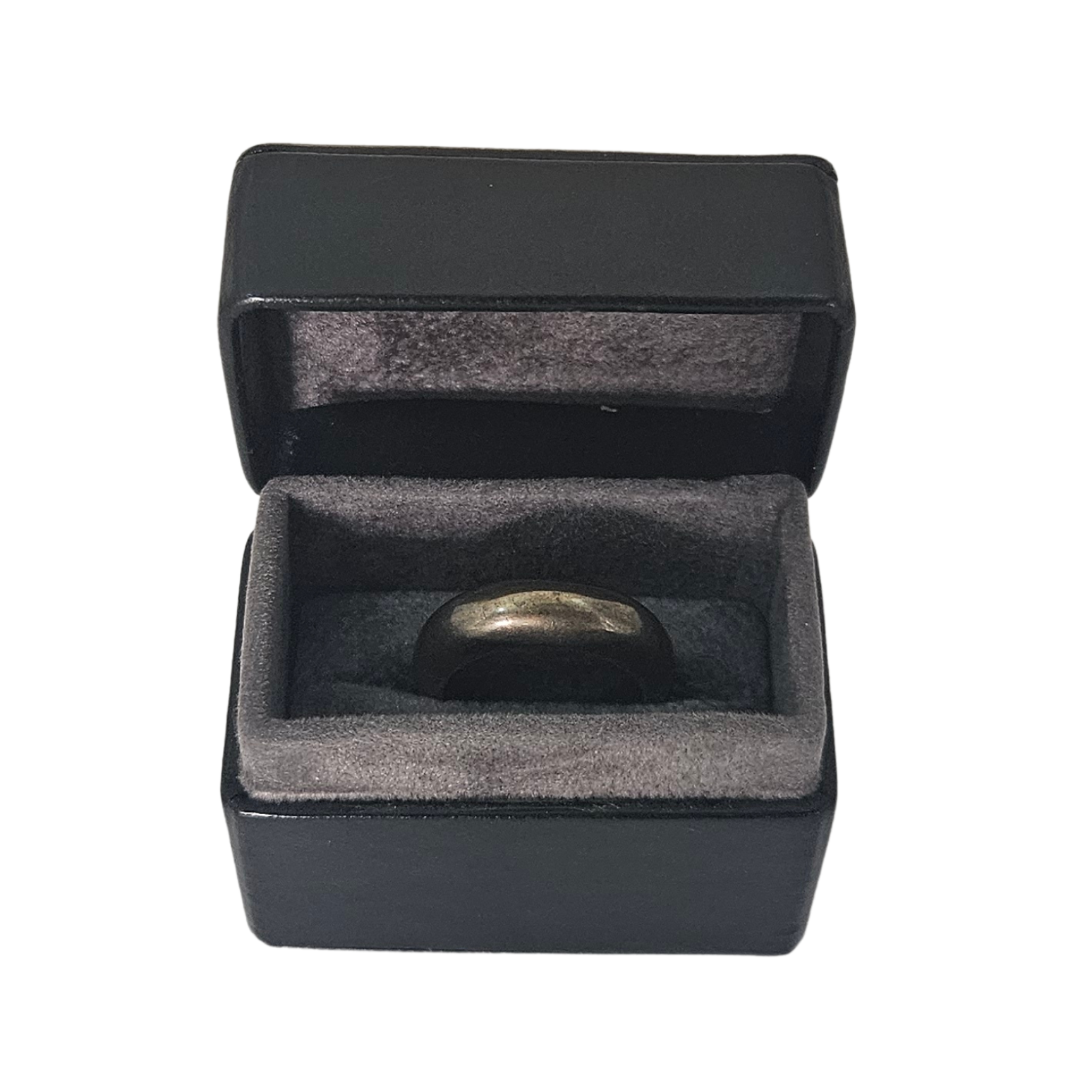 Limited Edition Leather Ring Box (5x3x4 cm) - Black lined Elephant Grey