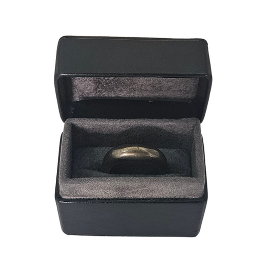 Limited Edition Leather Ring Box (5x3x4 cm) - Black lined Elephant Grey