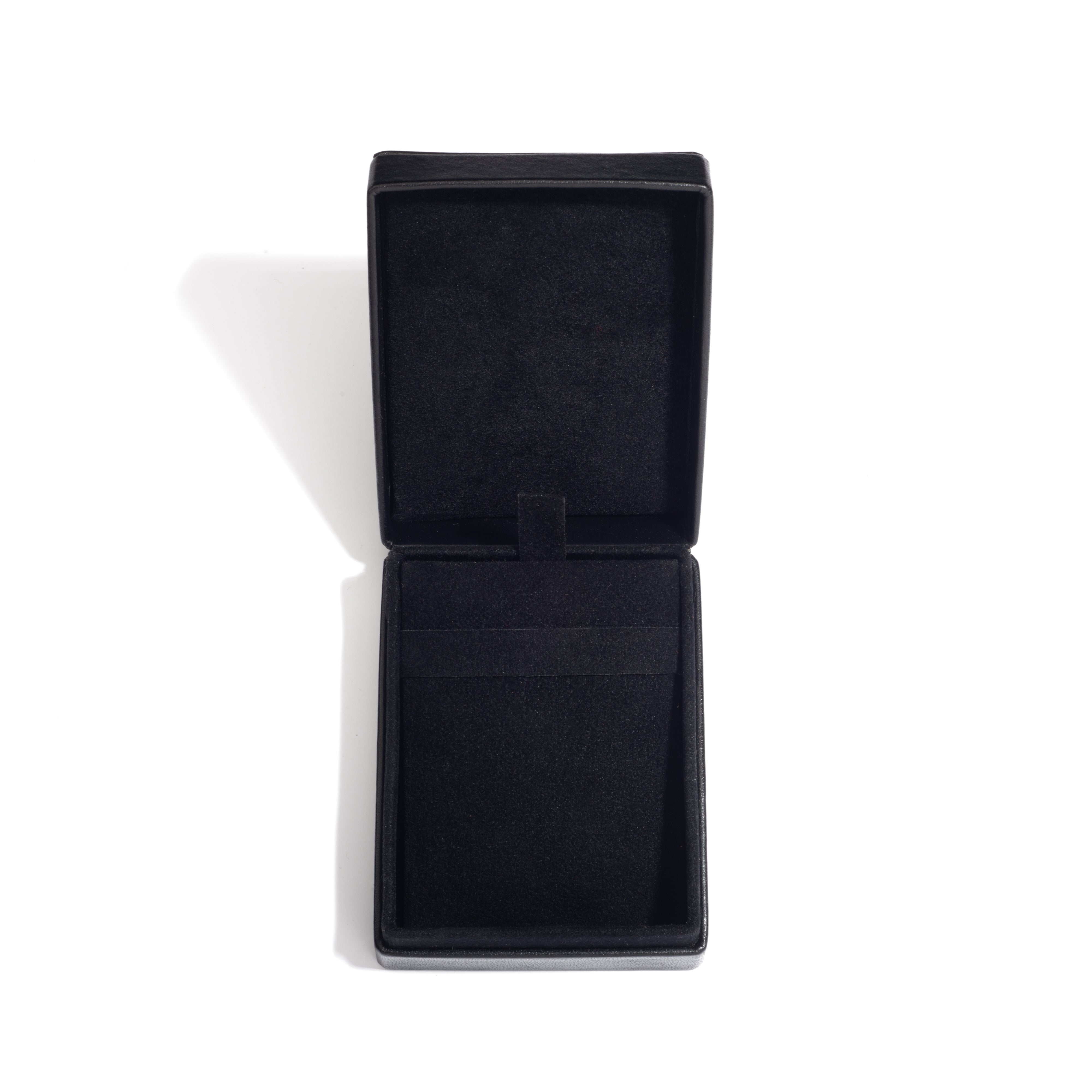 Black Leather Earring Box  (7×9×3 cm)