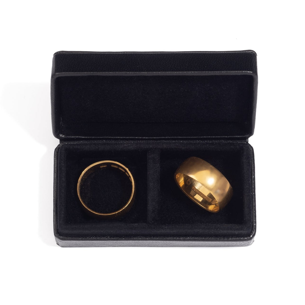 Wedding Ring Box with Partition (7x3.5x2 cm) - Black