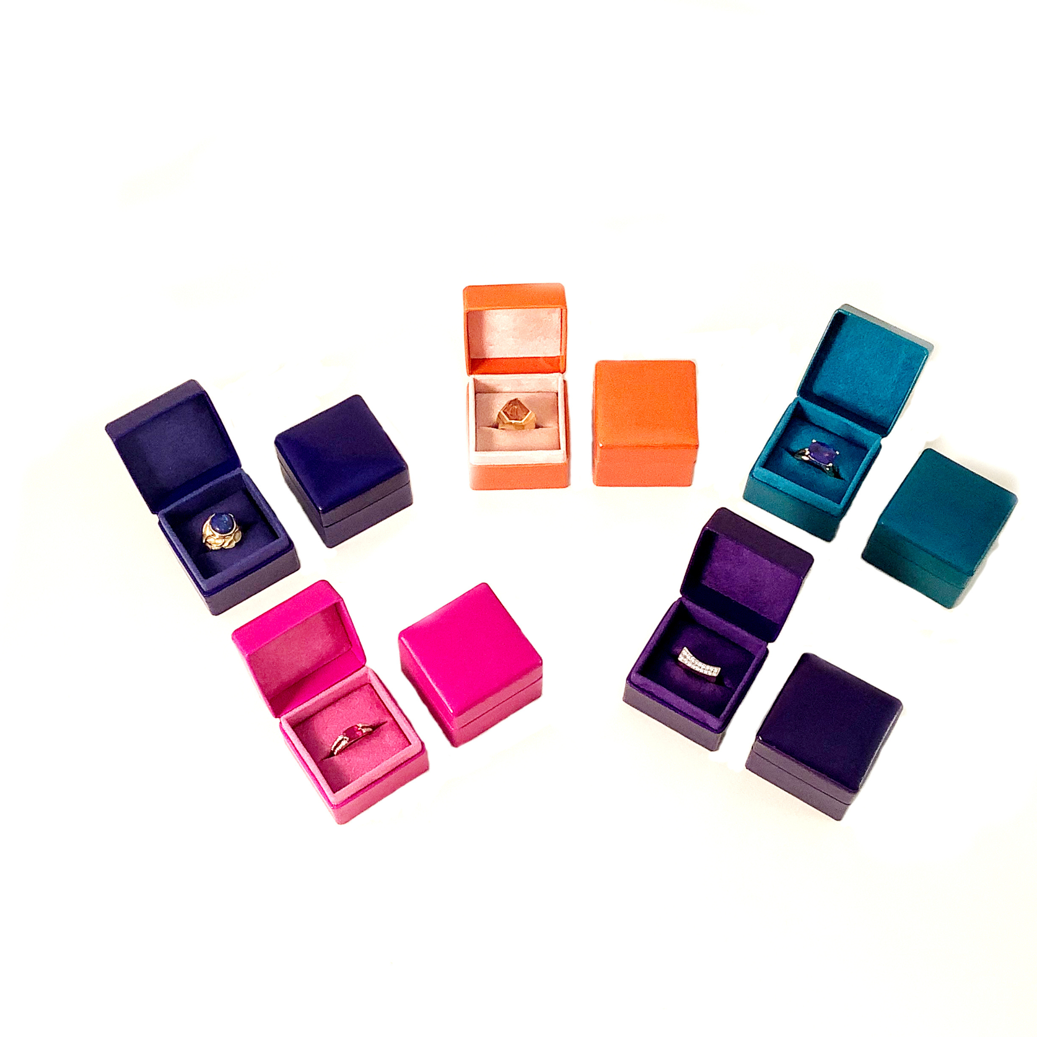Mixed Bright Colours Ring Box Pack (5x5x4 cm) - PACK OF 5