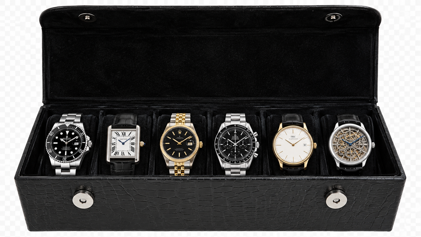 Gentleman’s Watch Box – 6 Watch Storage - Classic Colours