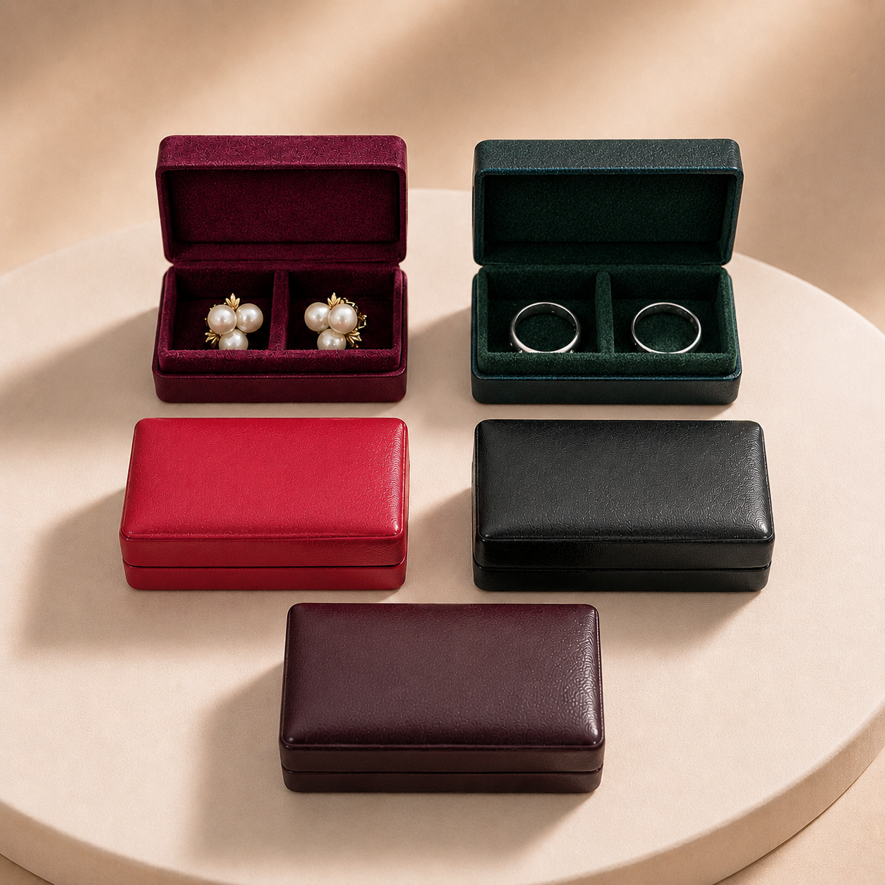 Mixed Classic Colours Wedding Ring Boxes - PACK OF 5