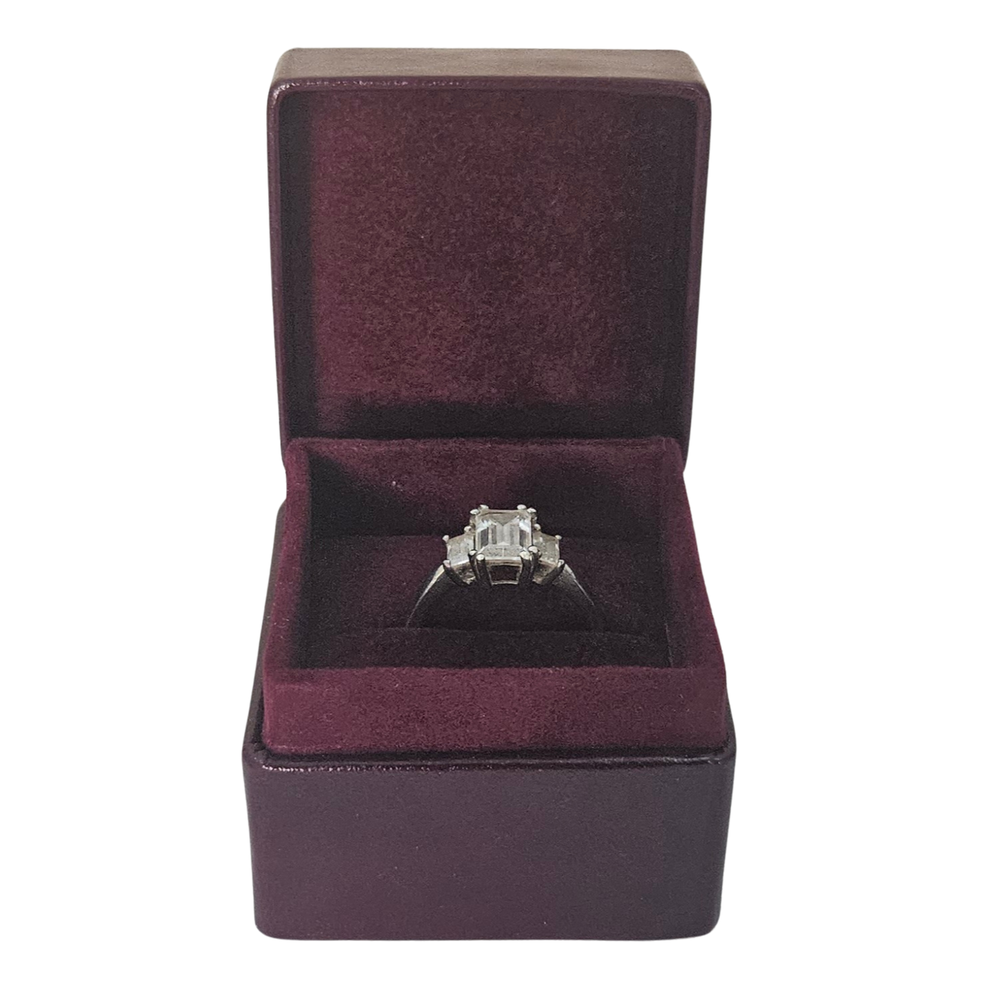 Leather Ring Box (5x5x4 cm) - Dark Burgundy lined Dark Burgundy