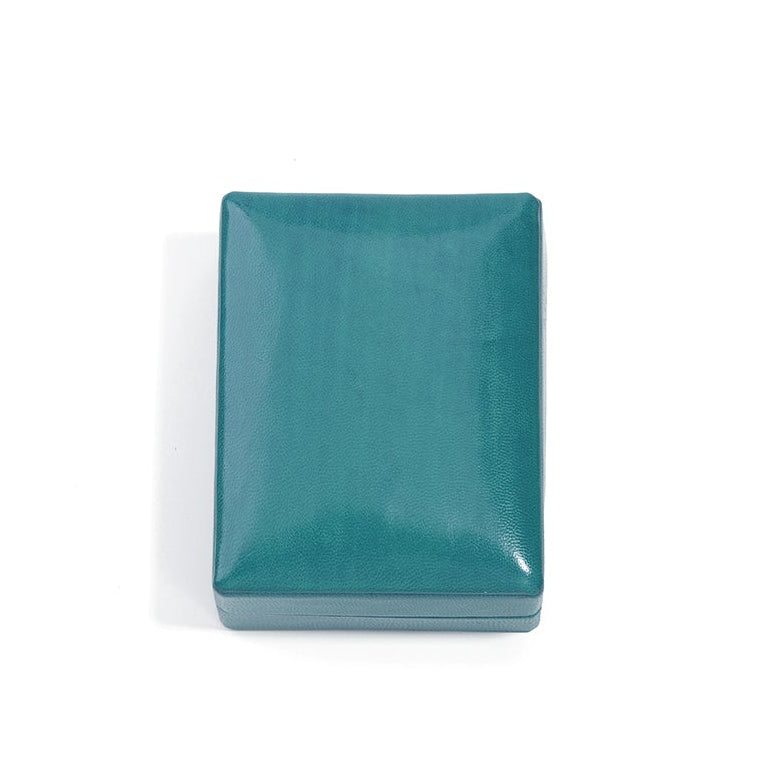Aqua Leather Earring Box (7×9×3 cm)