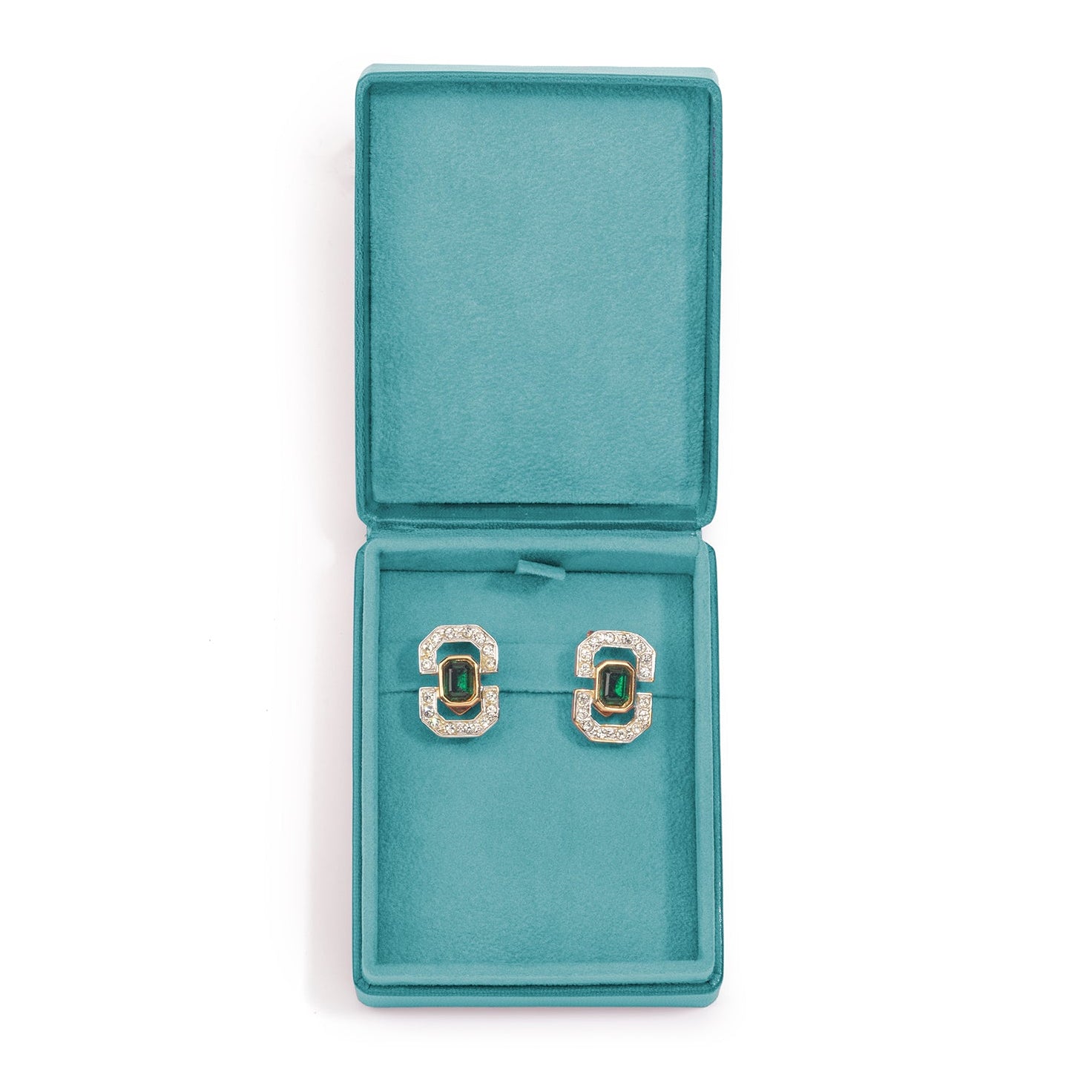Aqua Leather Earring Box (7×9×3 cm)