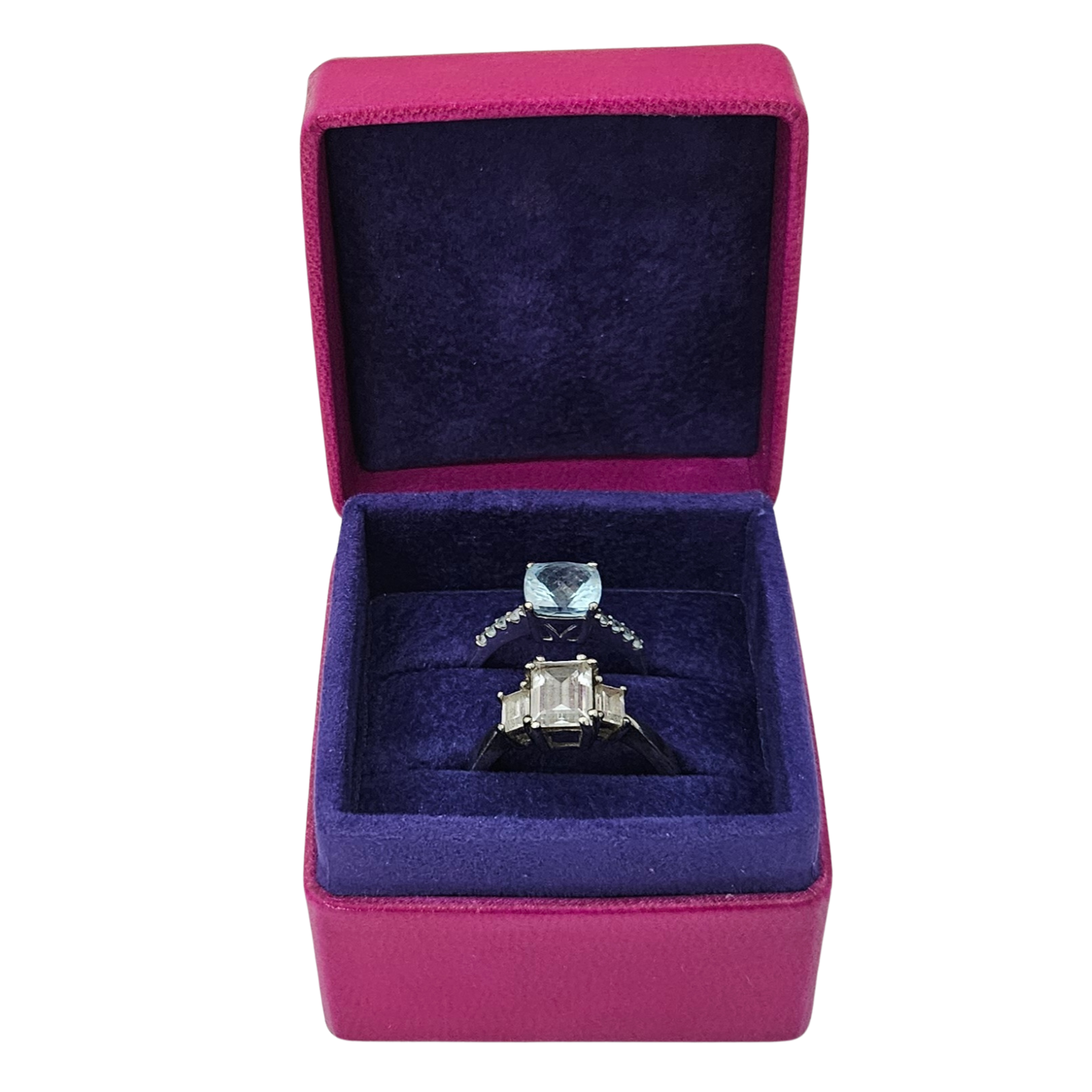 Leather Ring Box (5x5x4 cm) - Fuchsia lined Amethyst - Limited Edition