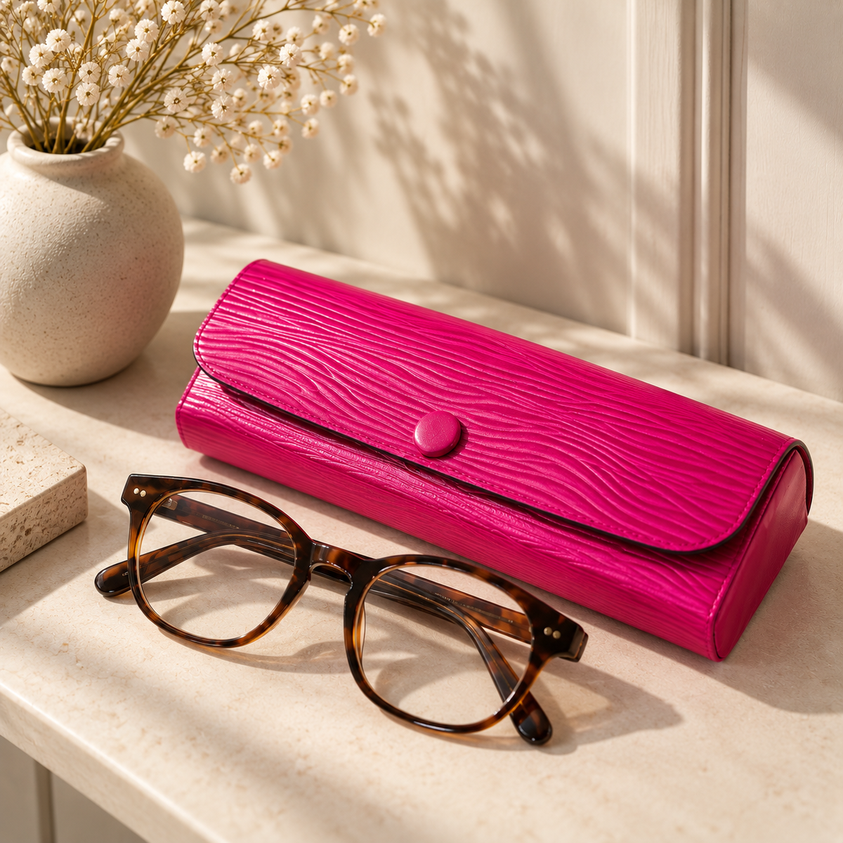 Rigid Leather Glasses Cases (15x5x3 cm)