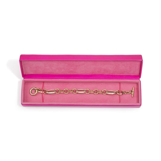 Fuchsia Leather Bracelet Box - Pack of 5