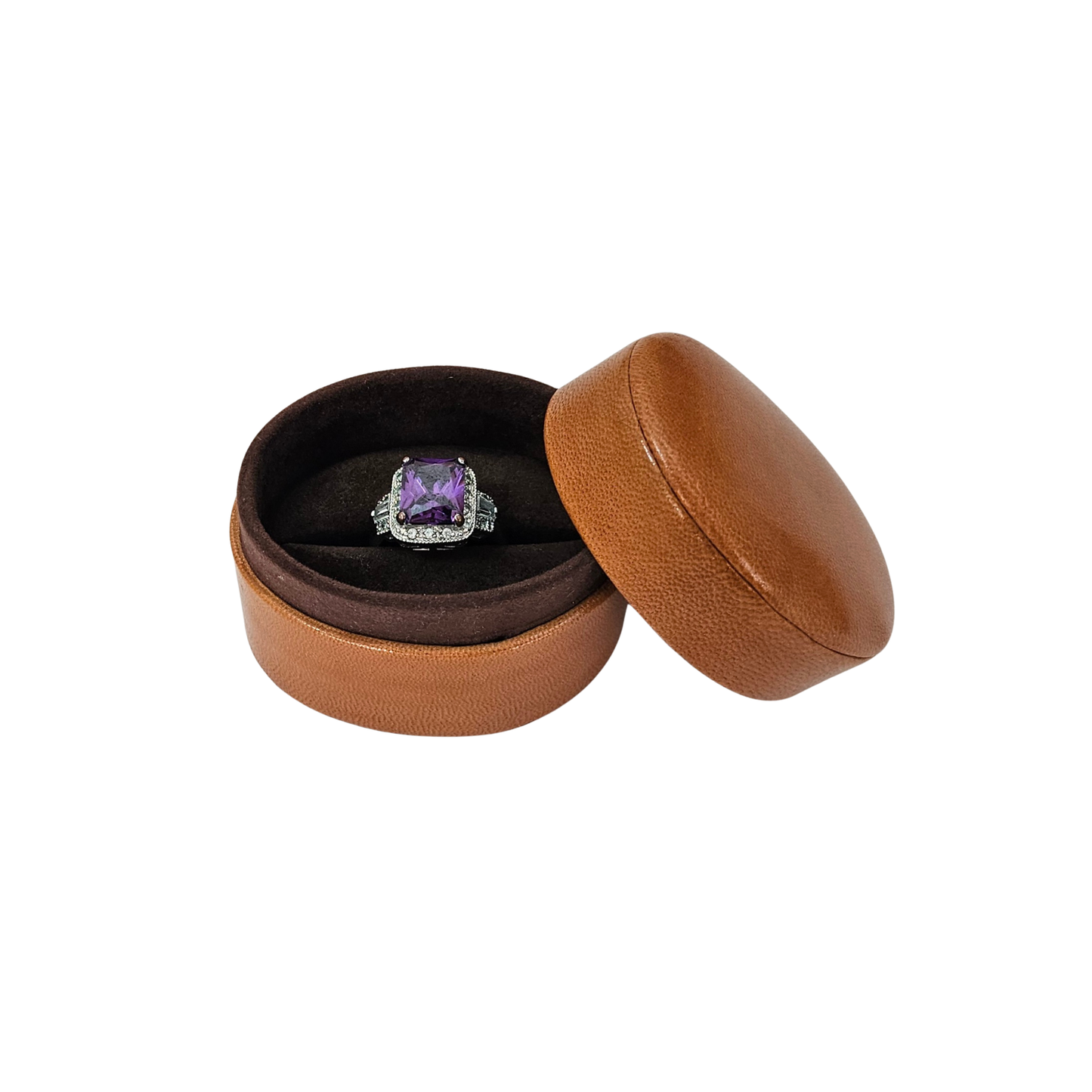 Oval Leather Ring Box - Tan lined Brown - Limited Edition