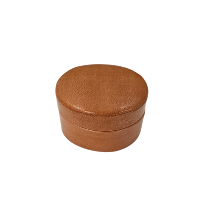 Oval Leather Ring Box - Tan lined Brown - Limited Edition