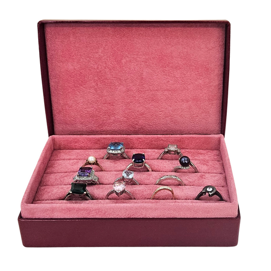 Collector Box for Rings & Cufflinks | Red lined Salmon Pink | Limited Edition