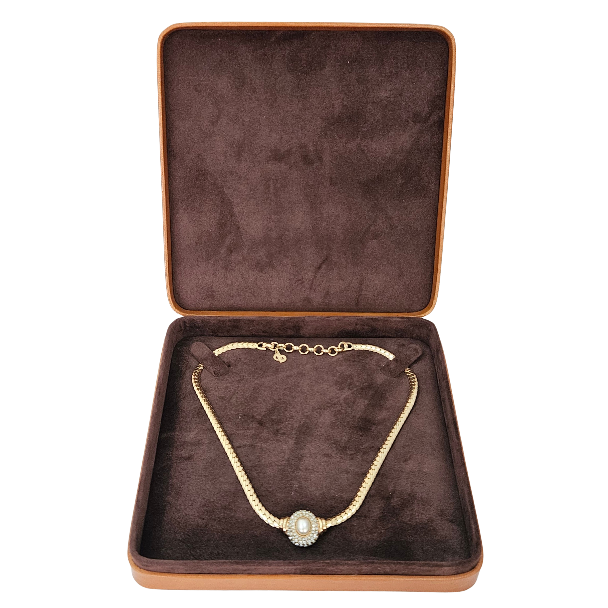 Tan Necklace Box lined Brown – Fixed 2 stud strap pad - Limited Edition