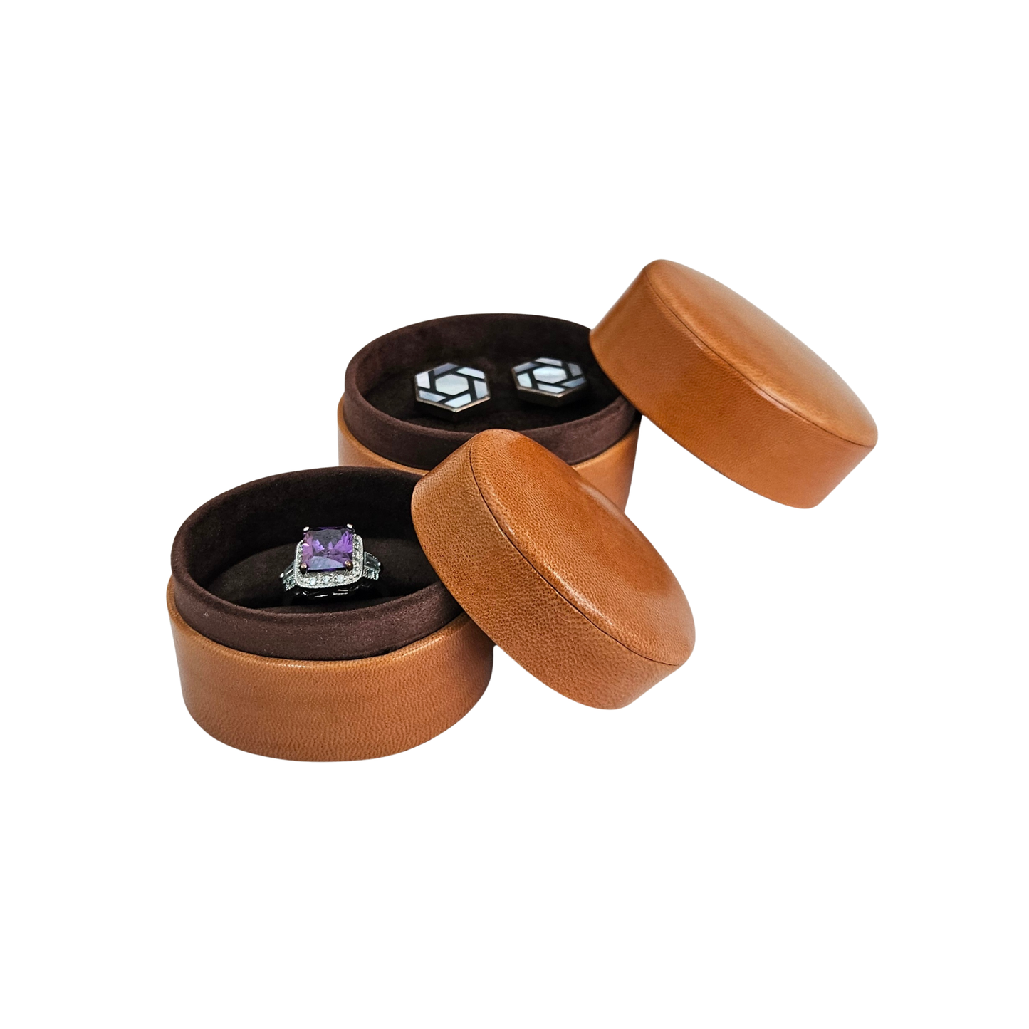 Oval Leather Ring Box - Tan lined Brown - Limited Edition