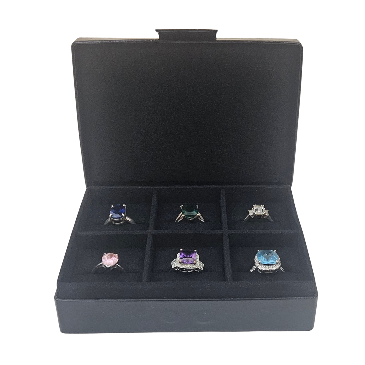 Leather Ring Jewellery Box Display with 6 Compartments (14 x 10 x 4 cm) - Limited Edition