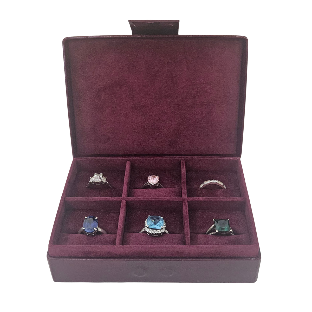 Leather Ring Jewellery Box Display with 6 Compartments (14 x 10 x 4 cm) - Limited Edition