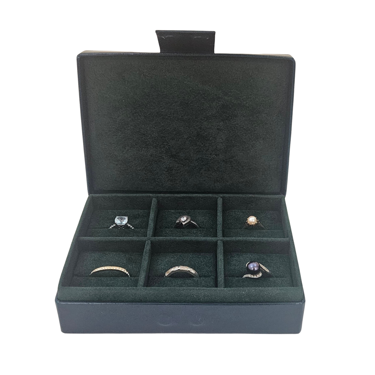 Leather Ring Jewellery Box Display with 6 Compartments (14 x 10 x 4 cm) - Limited Edition