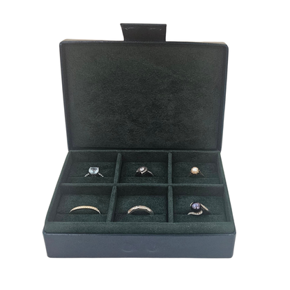 Leather Ring Jewellery Box Display with 6 Compartments (14 x 10 x 4 cm) - Limited Edition