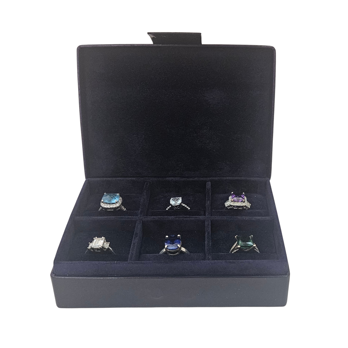 Leather Ring Jewellery Box Display with 6 Compartments (14 x 10 x 4 cm) - Limited Edition