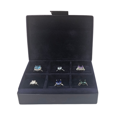 Leather Ring Jewellery Box Display with 6 Compartments (14 x 10 x 4 cm) - Limited Edition