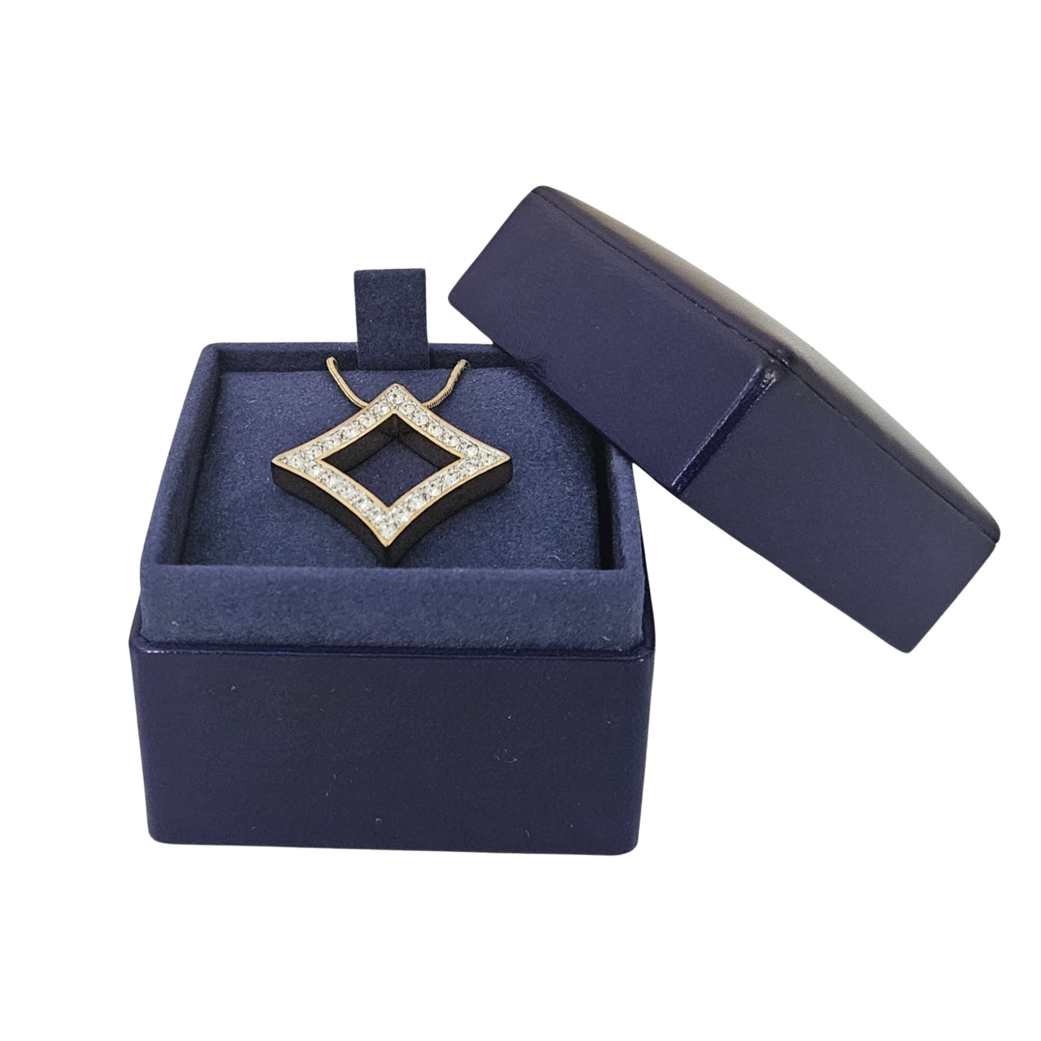 Limited Edition Leather Ring Box (6x6x5 cm) - Royal Blue lined Pale Blue