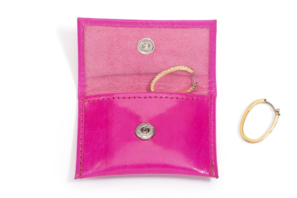 Fuchsia Leather Pouch with Pocket Divider - Small & Medium - Pack of 5