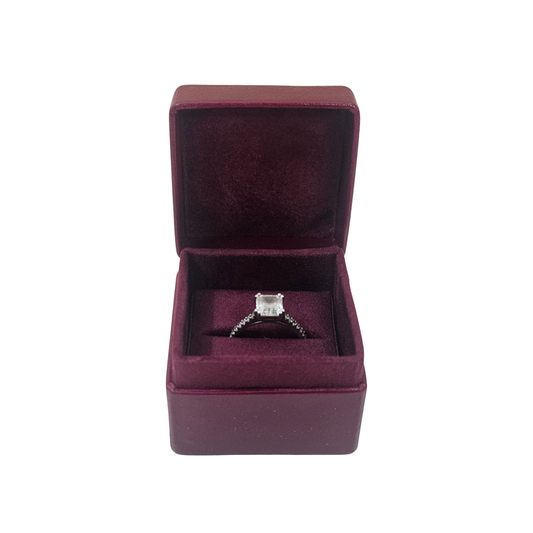 Leather Ring Boxes (5x5x4 cm) - Burgundy - Pack of 5