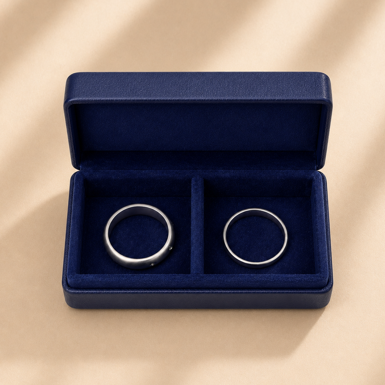 Wedding Ring Box with Partition (7x3.5x2 cm) - Royal Blue